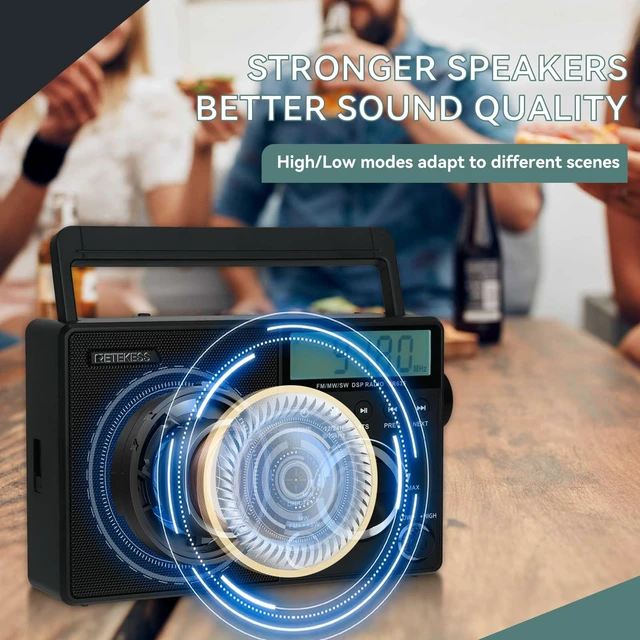 Alt view image 7 of 7 - TR635 Portable Digital Radio, AM FM Shortwave Radios for Elder, Home,Backlight LCD Display, Clock, Battery Operated, AC Power