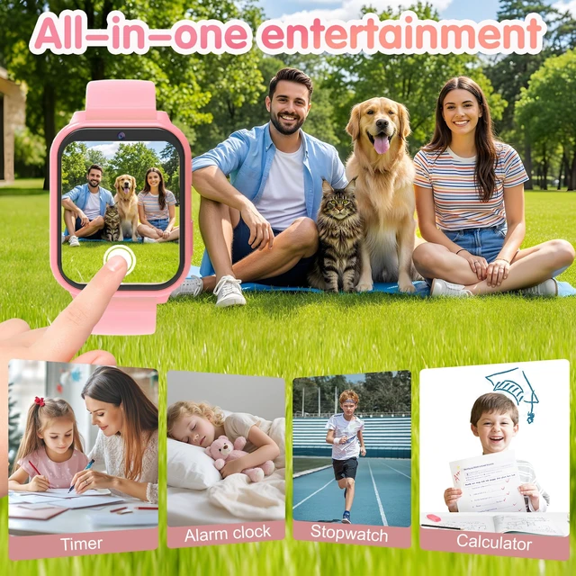 Alt view image 6 of 7 - Smart Watch for Kids,1.83" DIY Dial Fitness Tracker No Phone/APP Needed,18 Games&Camera IP68 Calorie Step Counter,Sleep Monitor,Alarm,Flashlight Great Christmas Birthday Gift for Boys Girls (PINK P)
