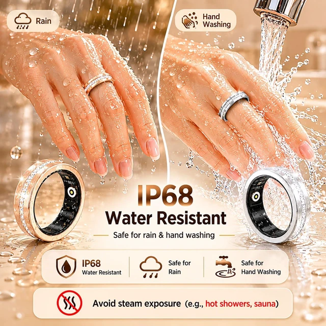 Alt view image 7 of 7 - Smart Fitness Ring for Women Diamond Ring Activity Tracker Heart Rate Monitor Sleep Tracker Smart Rings Pedometer Step Counter Calorie Counter Exercise Ladies Rings for Women