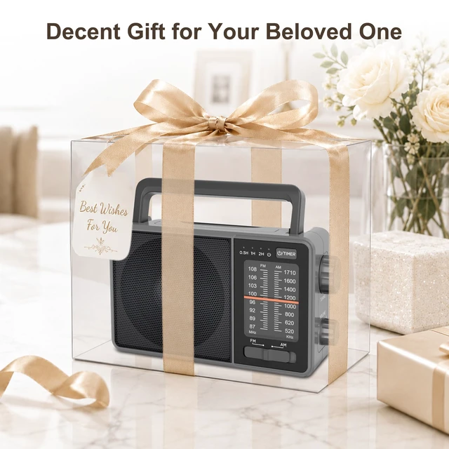 Alt view image 7 of 7 - Portable AM FM Radio with Sleep Timer, USB-C or Battery Operated for Home & Outdoor, Large Analog Dial Easy to Use, Strong Reception Clear Loud Sound, Transistor Antenna, Seniors Small Gifts