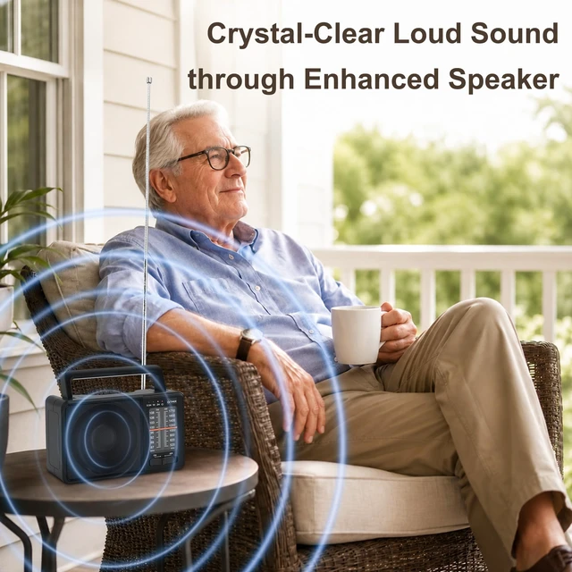 Alt view image 4 of 7 - Portable AM FM Radio with Sleep Timer, USB-C or Battery Operated for Home & Outdoor, Large Analog Dial Easy to Use, Strong Reception Clear Loud Sound, Transistor Antenna, Seniors Small Gifts