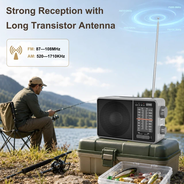 Alt view image 5 of 7 - Portable AM FM Radio with Sleep Timer, USB-C or Battery Operated for Home & Outdoor, Large Analog Dial Easy to Use, Strong Reception Clear Loud Sound, Transistor Antenna, Seniors Small Gifts
