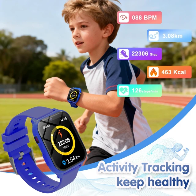 Alt view image 4 of 7 - Smart Watch for Kids,1.83" DIY Dial Fitness Tracker No Phone/APP Needed,18 Games&Camera IP68 Calorie Step Counter,Sleep Monitor,Alarm,Flashlight Great Christmas Birthday Gift for Boys Girls (Blue)