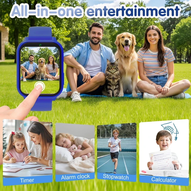 Alt view image 6 of 7 - Smart Watch for Kids,1.83" DIY Dial Fitness Tracker No Phone/APP Needed,18 Games&Camera IP68 Calorie Step Counter,Sleep Monitor,Alarm,Flashlight Great Christmas Birthday Gift for Boys Girls (Blue)