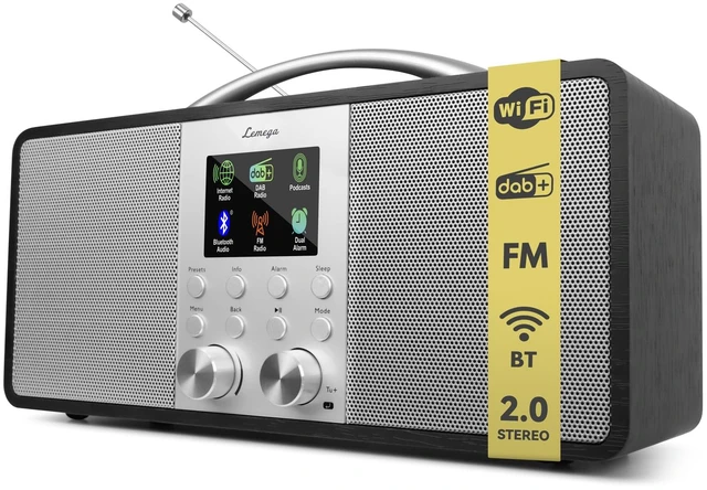 Main image of IR6 Internet Radio, Podcasts, Bluetooth, FM, 150 Presets,Black Rechargeable battery, premium wooden cabinet, aluminium handle, alarm clock, AUX-in, headphone jack, snooze, sleep timer