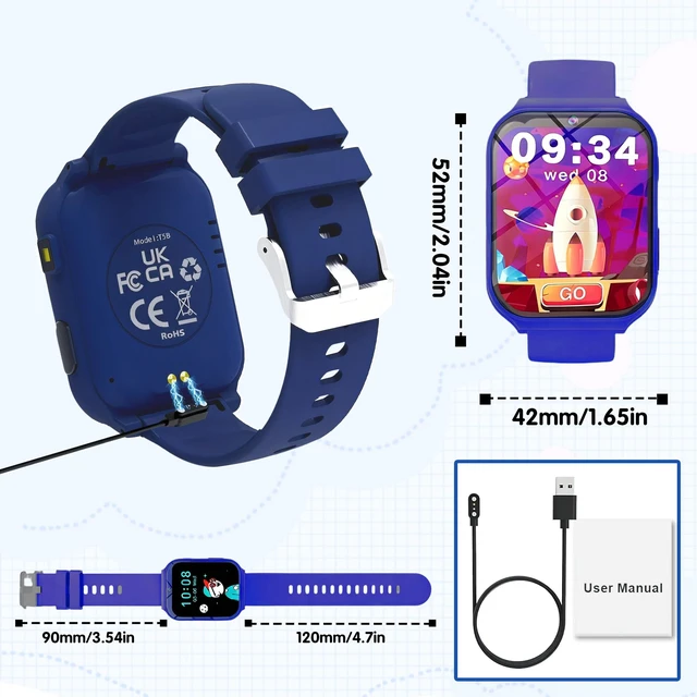 Alt view image 7 of 7 - Smart Watch for Kids,1.83" DIY Dial Fitness Tracker No Phone/APP Needed,18 Games&Camera IP68 Calorie Step Counter,Sleep Monitor,Alarm,Flashlight Great Christmas Birthday Gift for Boys Girls (Blue)