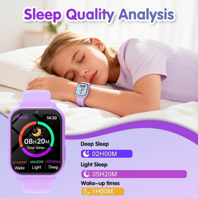 Alt view image 2 of 7 - Smart Watch for Kids,1.83" DIY Dial Fitness Tracker No Phone/APP Needed,18 Games&Camera IP68 Calorie Step Counter,Sleep Monitor,Alarm,Flashlight Great Christmas Birthday Gift for Boys Girls (Purple 2)