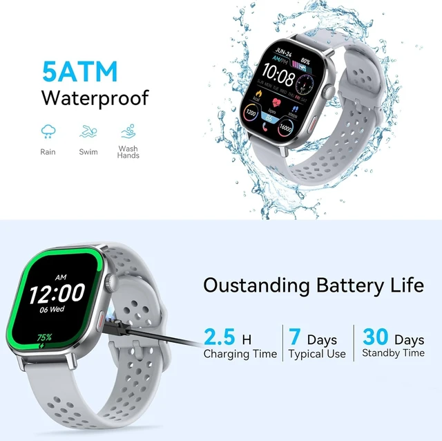 Alt view image 7 of 7 - GPS Smart Watch for Men, Fitness Tracker with 110+ Sports Modes, Fitness Watch with 2.06" AMOLED Touchscreen, Heart Rate/Sleep Monitor, IP68 Waterproof, Notifications for Android iOS