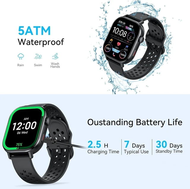 Alt view image 5 of 7 - Smart Watch for Men Women (Answer/Make Calls), 2026 New Fitness Tracker Built-in GPS, 2.06"HD Fitness Watch with 110+ Sports Modes, Heart Rate/Sleep Monitor, 5ATM Waterproof for Outdoor Android iOS