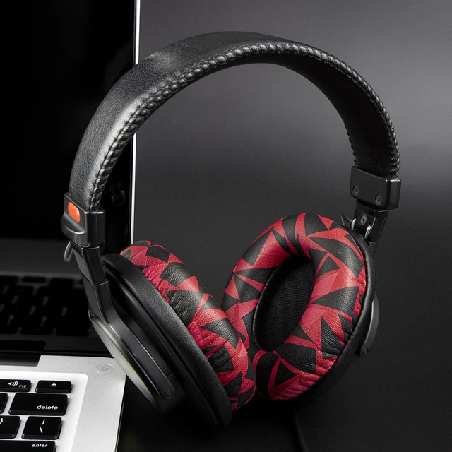 Alt view image 3 of 7 - Replacement Earpads for Sony MDR-7506 MDR-V6 MDR-V7 MDR-CD900ST Monitor Headphones, Ear Pads Cushions with Softer Protein Leather, High-Density Foam - Red Storm