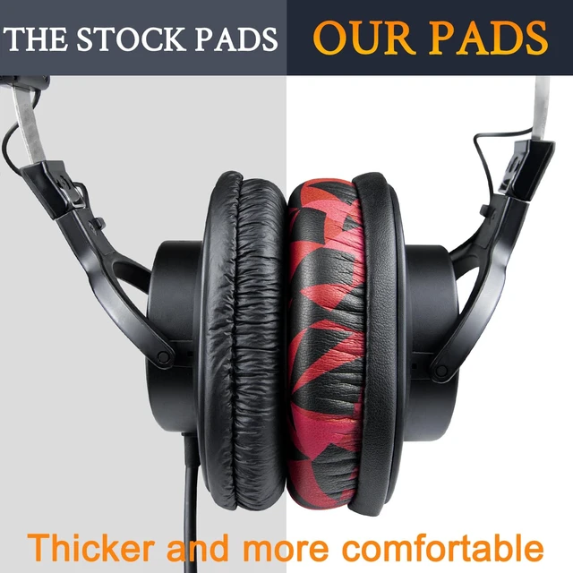 Alt view image 5 of 7 - Replacement Earpads for Sony MDR-7506 MDR-V6 MDR-V7 MDR-CD900ST Monitor Headphones, Ear Pads Cushions with Softer Protein Leather, High-Density Foam - Red Storm