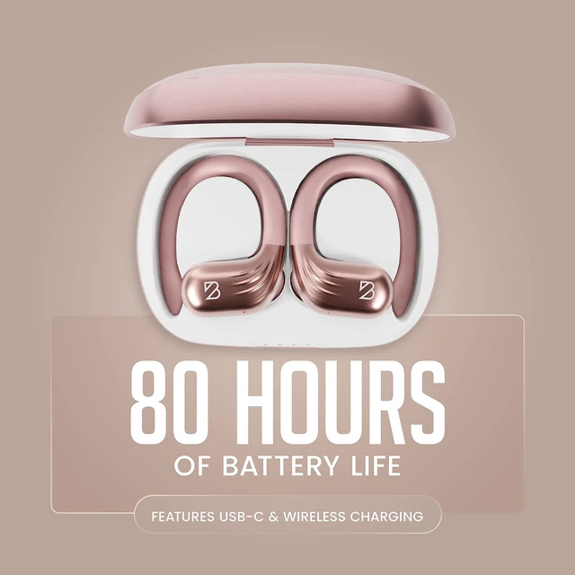 Alt view image 6 of 7 - Runner Wireless Running Earbuds, Earbud Over Ear Hooks 80-Hour Long Battery Life, Water-Resistant Wireless Running Headphones. Bass Boost, Bluetooth 5 Wireless Charging Case