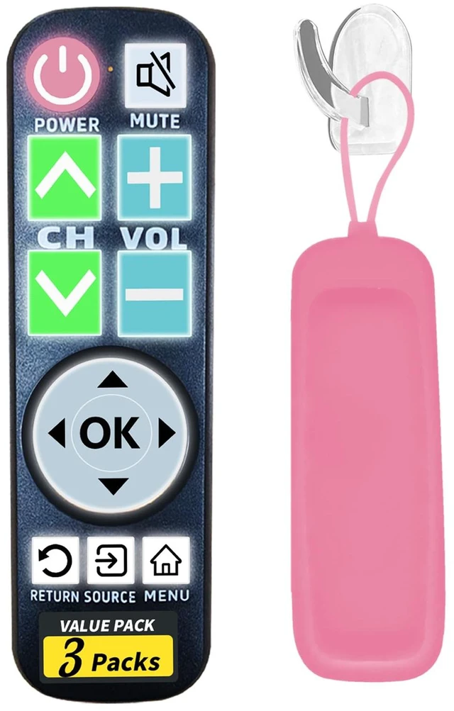 Main image of Backlit Big Button TV Remote Replacement for Vizio TV with Cover & Hook, Universal Remote No Setup for Seniors People with Poor Vision,Parkinson's Disease Patient