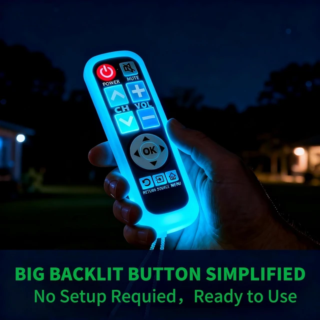 Alt view image 4 of 7 - Backlit Big Button TV Remote Replacement for Vizio TV with Cover & Hook, Universal Remote No Setup for Seniors People with Poor Vision,Parkinson's Disease Patient