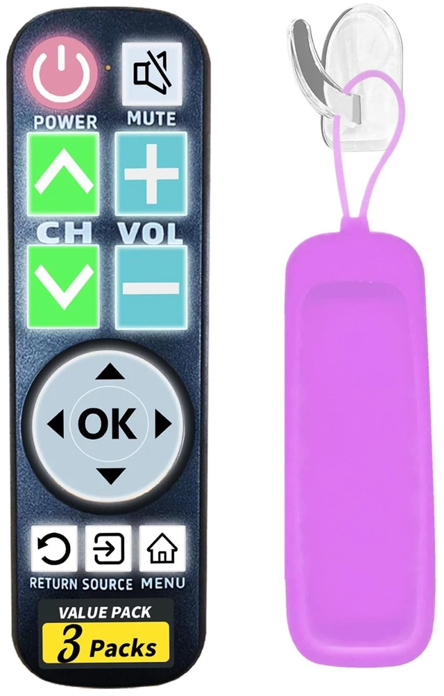 Main image of Backlit Big Button TV Remote Replacement for Vizio TV with Cover & Hook, Universal Remote No Setup for Seniors People with Poor Vision,Parkinson's Disease Patient