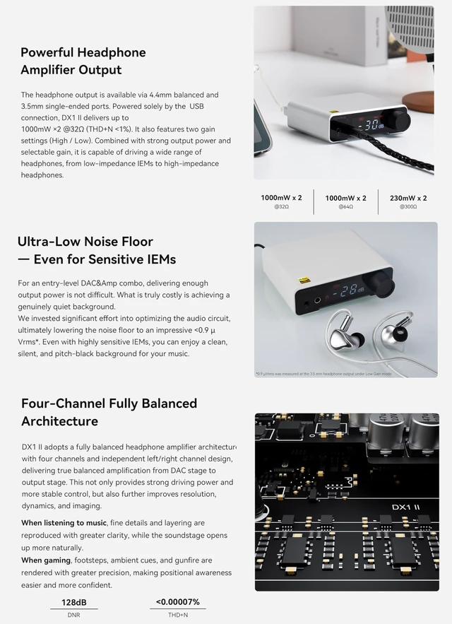 Alt view image 6 of 7 - Topping DX1 II Game HiFi DAC Headphone amp - ES9039Q2M DAC 1000mWx2 Fully Balacnced Headphone Amplifier Preamp Gaming Headset Compatible (Black)