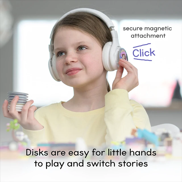 Alt view image 3 of 7 - Storytelling Foldable Bluetooth Kids Headphones-Intro Bundle with ZenDisk and PlayShield, Perfect for Travel, Learning, Screen-Free Entertainment, Stories and Music by Onanoff (Grey)