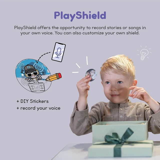 Alt view image 5 of 7 - Storytelling Foldable Bluetooth Kids Headphones-Intro Bundle with ZenDisk and PlayShield, Perfect for Travel, Learning, Screen-Free Entertainment, Stories and Music by Onanoff (Grey)