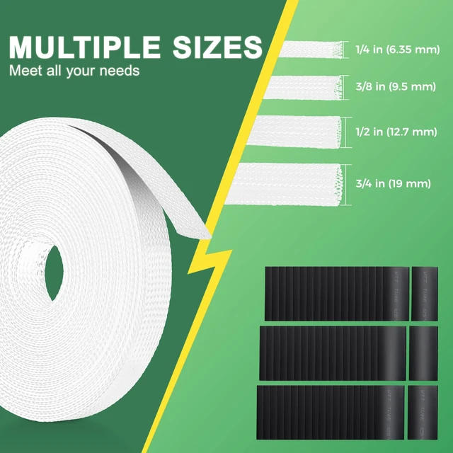Alt view image 2 of 7 - 132 ft Expandable Braided Cable Sleeve Wire Loom PET Wire SleevingWrap Management Mesh for Audio Video and Other Home Device Cable Automotive Wire - (1/2 Inch, 1/4 Inch, 3/8 Inch,3/4 Inch,White)