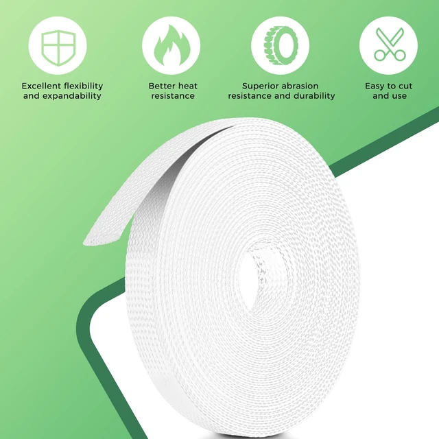 Alt view image 4 of 7 - 132 ft Expandable Braided Cable Sleeve Wire Loom PET Wire SleevingWrap Management Mesh for Audio Video and Other Home Device Cable Automotive Wire - (1/2 Inch, 1/4 Inch, 3/8 Inch,3/4 Inch,White)