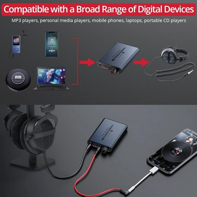 Alt view image 4 of 7 - 3.5mm Headphone Amp with Bass Boost, HiFi Headphone Amplifier with Portable, 16-600 Ohm, Aluminum Matte Surface for Mac,Phones,iPad,MP3,MP4 Computers PS4 PS5 Controller-Dark Grey
