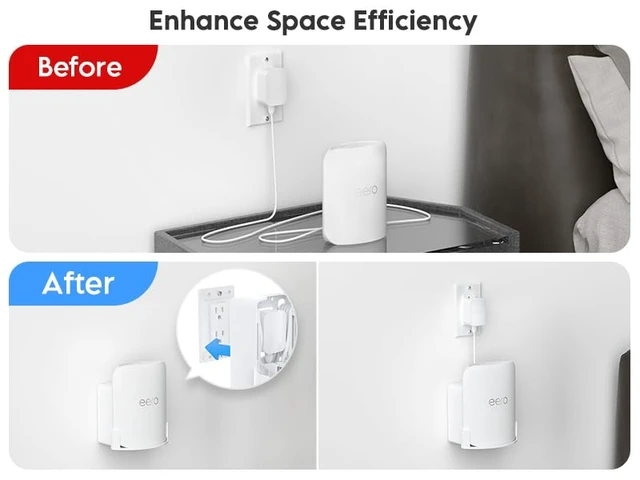 Alt view image 3 of 7 - ® 2-in-1 Wall & Outlet Mount Kit for eero Pro 7 WiFi 7 Router Fits eero Pro 7 Tri-Band Mesh Wi-Fi 7 Router, Hidden Cable Management, Durable ABS Plastic, Space-Saving Design,White, 2 Pack