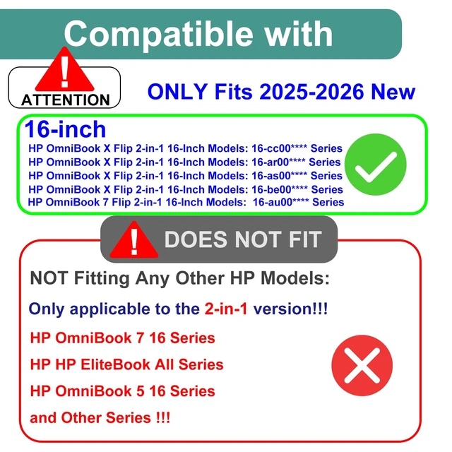 Alt view image 2 of 7 - 2-Pack Glass Screen Protector for HP OmniBook X Flip 16" 2-in-1 16-CC/AS/AU/AR/BE Series 2025-2026, 9H Hardness Tempered Glass Flim, Ultra Clear, Anti-Scratch, Bubble-Free Install