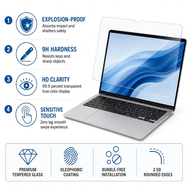 Alt view image 3 of 7 - 2-Pack Glass Screen Protector for HP OmniBook X Flip 16" 2-in-1 16-CC/AS/AU/AR/BE Series 2025-2026, 9H Hardness Tempered Glass Flim, Ultra Clear, Anti-Scratch, Bubble-Free Install