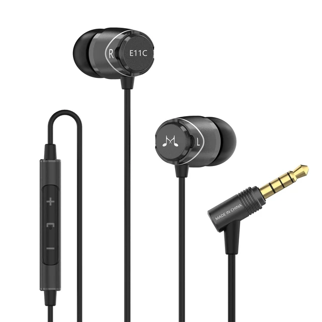 Main image of E11C Wired Earbuds, Built-in Mic, HiFi Sound, 3.5mm Jack, Black Crystal-clear call clarity, Balanced accurate sound, Rich bass,Full aluminium housing, Silver-plated cable, Comfortable fit