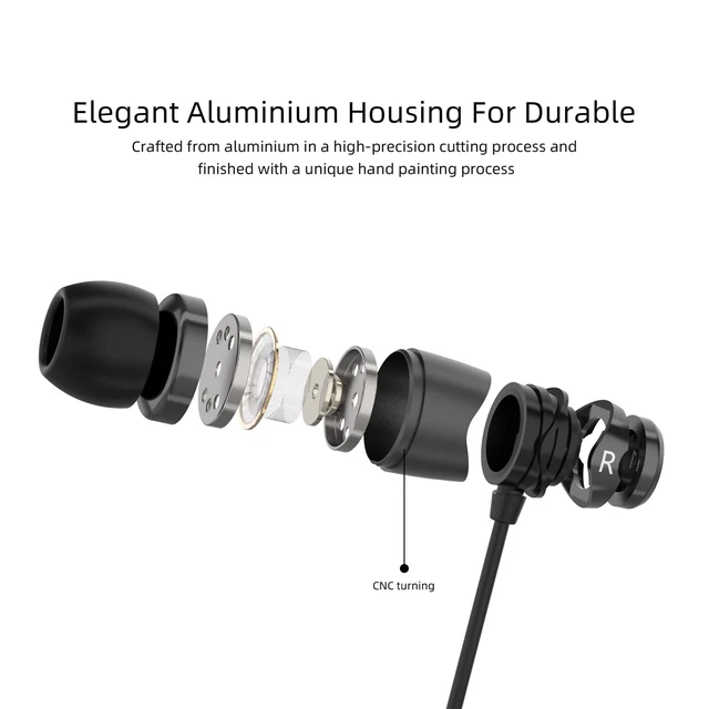 Alt view image 2 of 6 - E11C Wired Earbuds, Built-in Mic, HiFi Sound, 3.5mm Jack, Black Crystal-clear call clarity, Balanced accurate sound, Rich bass,Full aluminium housing, Silver-plated cable, Comfortable fit