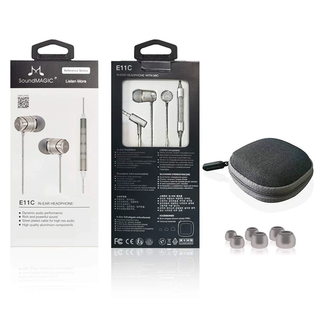 Alt view image 7 of 7 - E11C Wired Earbuds, Built-in Mic, HiFi Sound, 3.5mm, Dark Silver Crystal-clear call clarity, balanced accurate sound, rich bass, full aluminium housing, silver-plated cable, comfortable fit