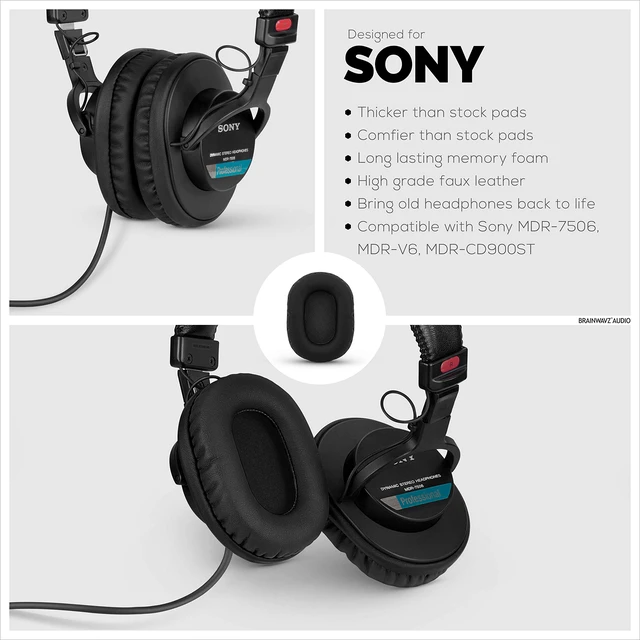 Alt view image 3 of 7 - Replacement Earpads for Sony MDR 7506 Headphones - Quality Vegan Leather, Memory Foam Comfort, Long Lasting & Durable, Also Works with Headphones Like Steelseries Arctis, ATH-M50X & More