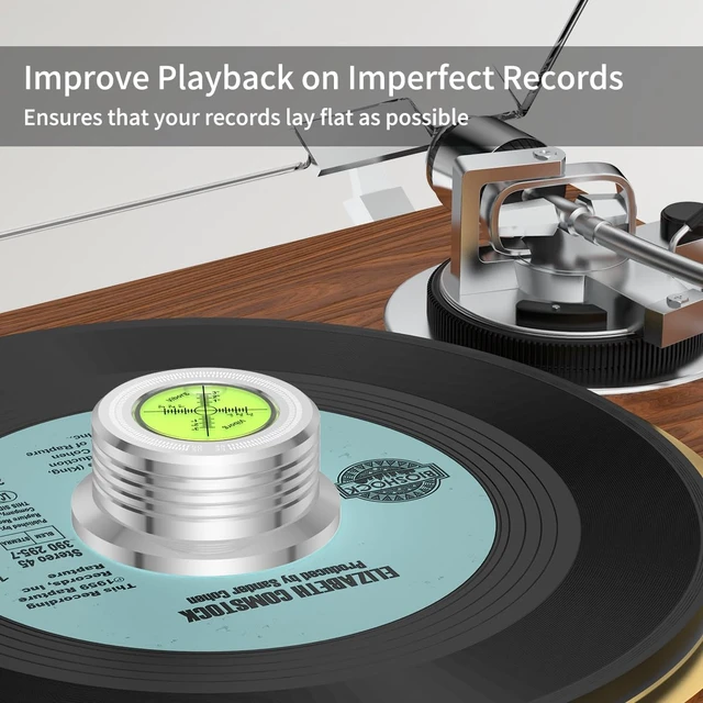 Alt view image 5 of 6 - LP528S Record Weight Stabilizer Turntable Level Strobe Making 3 in 1, 280G (9.9 OZ) LP Vinyl Clamp with Bubble Leveling (50Hz, Silver)