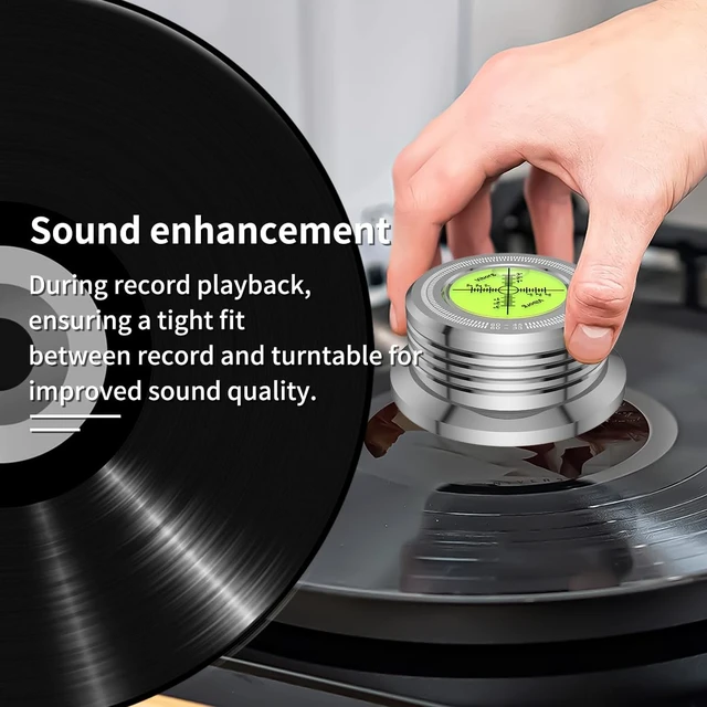 Alt view image 4 of 6 - LP528S Record Weight Stabilizer Turntable Level Strobe Making 3 in 1, 280G (9.9 OZ) LP Vinyl Clamp with Bubble Leveling (50Hz, Silver)