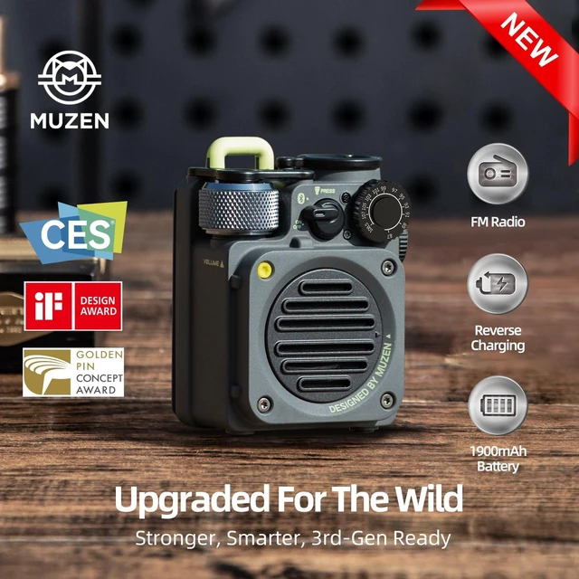 Alt view image 2 of 7 - Wild Mini 3.0 Outdoor Portable Bluetooth Speaker with FM Radio Powerful Sound, 15H Playtime, Phone Charging, Flashlight & IPX5 Waterproof, Rugged Metal Build for Camping, Hiking & Travel
