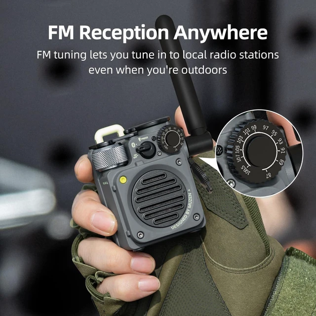Alt view image 3 of 7 - Wild Mini 3.0 Outdoor Portable Bluetooth Speaker with FM Radio Powerful Sound, 15H Playtime, Phone Charging, Flashlight & IPX5 Waterproof, Rugged Metal Build for Camping, Hiking & Travel