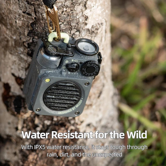 Alt view image 6 of 7 - Wild Mini 3.0 Outdoor Portable Bluetooth Speaker with FM Radio Powerful Sound, 15H Playtime, Phone Charging, Flashlight & IPX5 Waterproof, Rugged Metal Build for Camping, Hiking & Travel