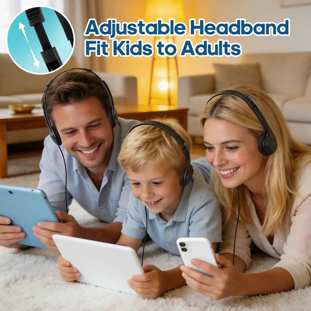 Alt view image 6 of 7 - 100 Pack Bulk Headphones for Classroom School Kids, Wholesale Wired Class Set Earphones for Children Toddler Teens Boys Girls Adult(YS102)