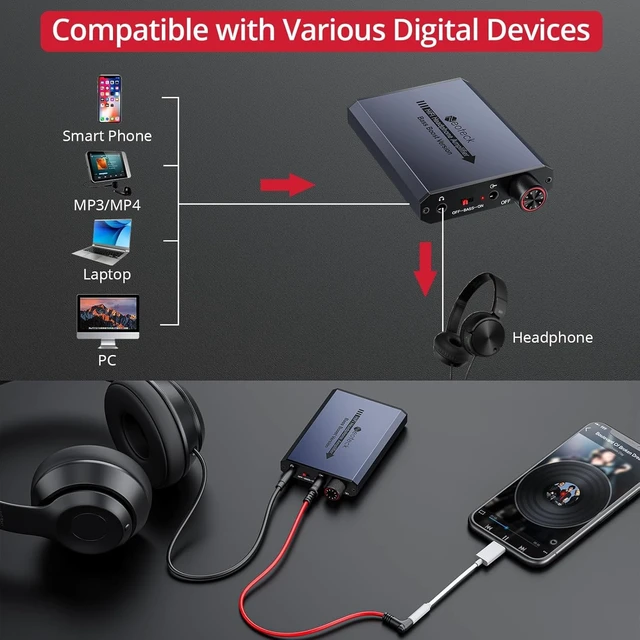 Alt view image 4 of 7 - 3.5mm Headphone Amp with Bass Boost HiFi Headphone Amplifier with Portable, 16-300 Ohm, Aluminum Matte Surface for Mac, Phones, iPad, MP3, MP4 Computers PS4 PS5 Controller-Dark Grey