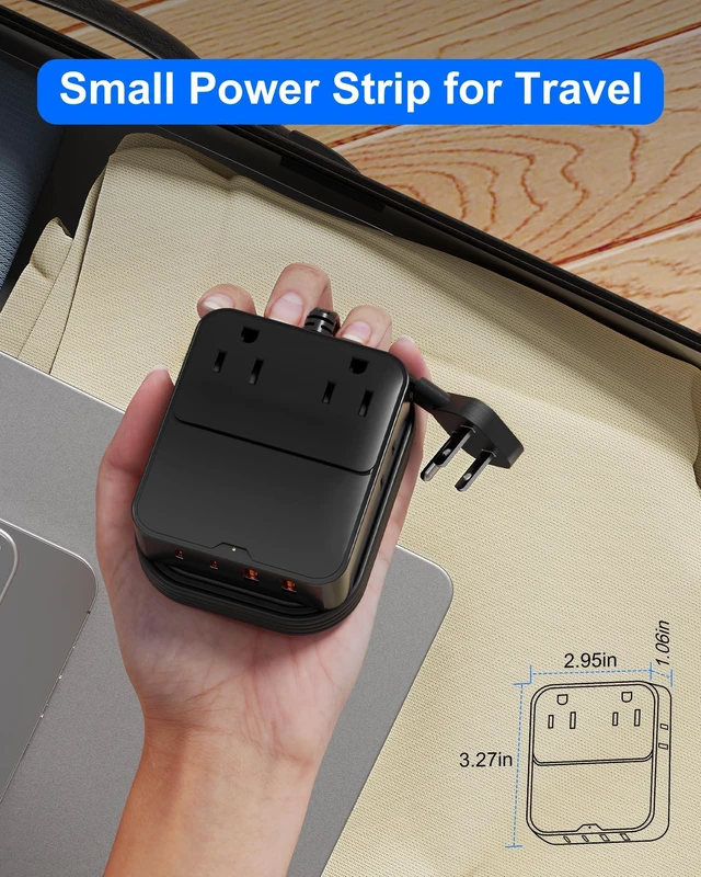 Alt view image 6 of 7 - Flat Plug Power Strip with USB Ports - 4 AC & 4 USB Ports (20W), 6Ft Extension Cord with Multiple Outlets, Fast USB Charging Station for Travel Office Dorm Room (Black)