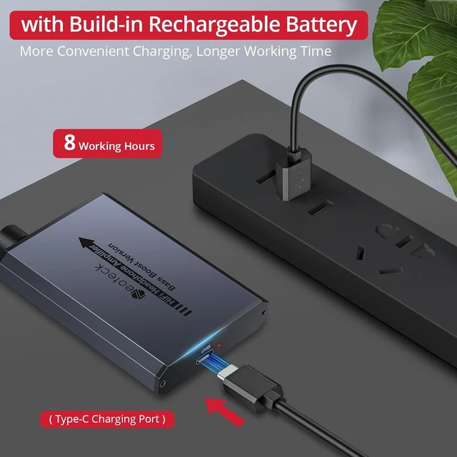 Alt view image 6 of 7 - 3.5mm Headphone Amp with Bass Boost HiFi Headphone Amplifier with Portable, 16-300 Ohm, Aluminum Matte Surface for Mac, Phones, iPad, MP3, MP4 Computers PS4 PS5 Controller-Dark Grey