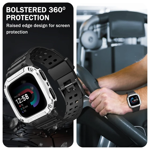 Alt view image 4 of 7 - Band with Case Compatible with Fitbit Versa 4/3/2/1/Lite&Sense 2 1 Protective Case Strap, Rugged Sport Band Men, Adjustable Wristband, All-day Comfort, Pink Sand