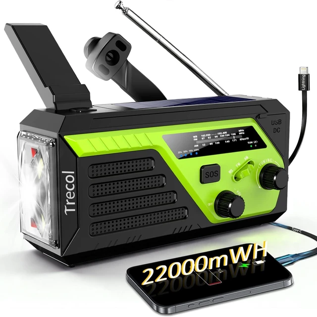 Main image of Emergency Radio Solar with 2 Charging Cables, 22000mWh NOAA Weather Radio AM FM Hand Crank Radio, Flashlight Reading Lamp SOS Alarm Power Outage Phone Charger for Home Outdoor Emergencies