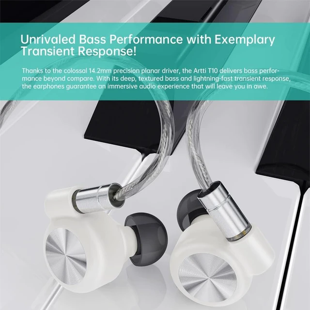Alt view image 7 of 7 - T10 in Ear Earphone, 14.2mm Dual Magnetic Circuit Planar Driver HiFi IEM Earbuds, Wired in Ear Monitor, Gaming Earphone for Musician Singer Audiophile