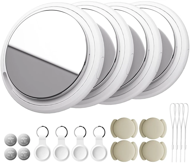 Main image of Air Tracker Tag Works with Apple Find My (iOS Only) Includes Replaceable Battery, Bluetooth Smart Item Locator Key Finder for Keys, Luggage, Wallet, Pet, Car, Bike (White, 4-Pack)