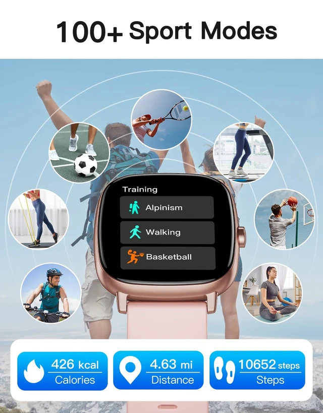 Alt view image 7 of 7 - Smart Watch for Women with GPS Built-in Answer/Make Call Pink 1.95" HD, for iPhone/Android Phones, Fitness Tracker Heart Rate/Sleep Monitor, Step/Calories Counter 100+ Sport, Waterproof