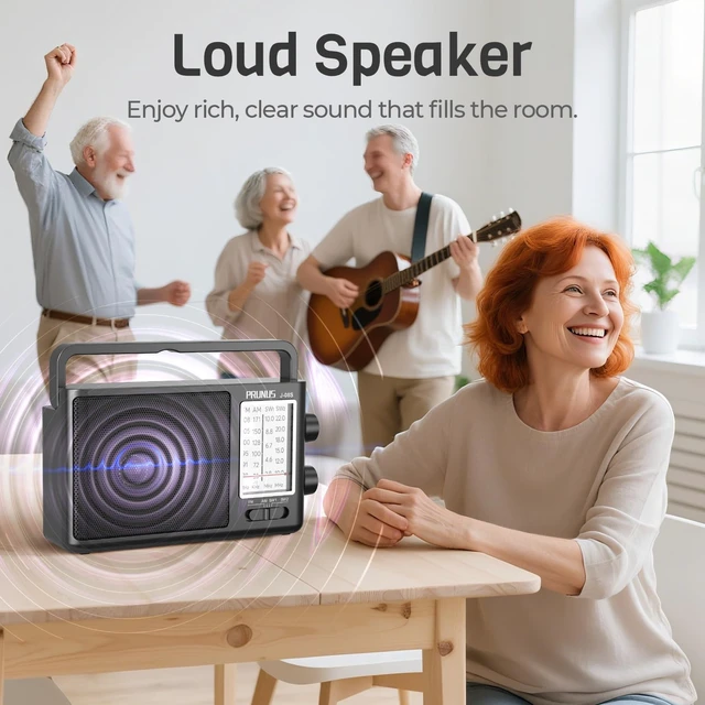 Alt view image 6 of 6 - J08 Portable Radio AM FM with Solar, Battery and USB Charging Loud Speaker, Excellent Reception, Big Knobs Easy to Use for Senior, for Indoor and Outdoor, Transistor Radio