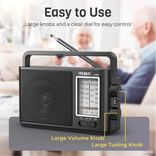 Alt view image 5 of 6 - J08 Portable Radio AM FM with Solar, Battery and USB Charging Loud Speaker, Excellent Reception, Big Knobs Easy to Use for Senior, for Indoor and Outdoor, Transistor Radio