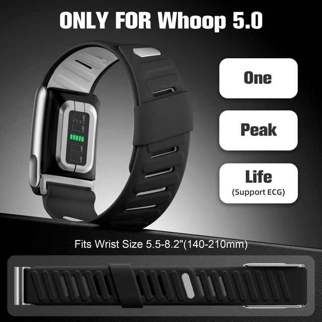 Alt view image 5 of 7 - Silicone Sport Band Compatible with Whoop 5.0/MG, One, Peak & Life Upgrade Soft & Comfortable Silicone Waterproof Breathable Adjustable Replacement Wristbands for Men Women Accessories, Black