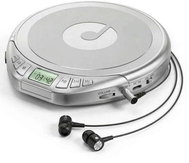 Main image of Portable CD Player with Earphones,Personal CD Discman Player for Home Car with Anti-Skip Shockproof Protection, Small CD Player with LCD Display for Music Lovers